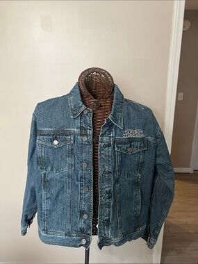 Harley-Davidson Men’s Dark Blue Denim Jacket with Chest Patch